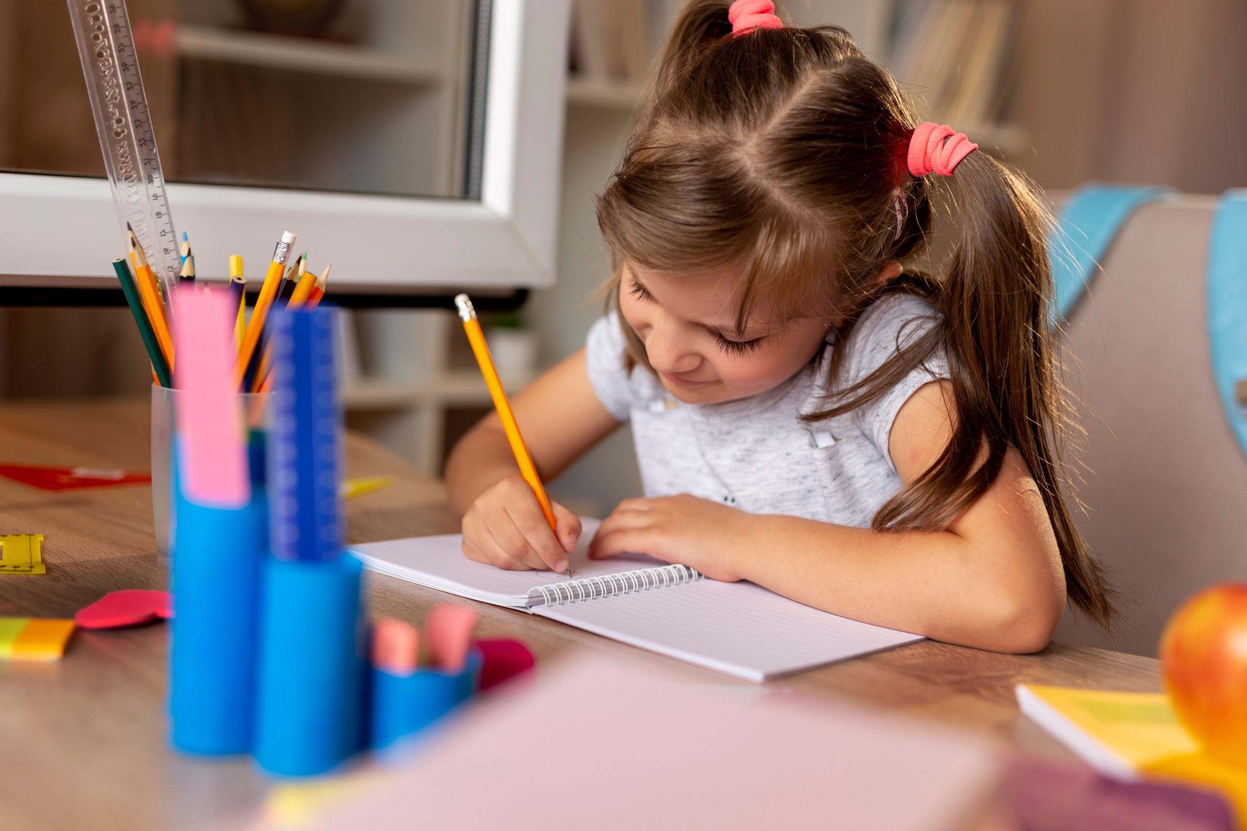 Little girl doing homework